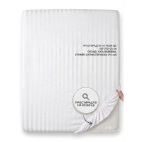 Простирадло сатин Premium на гумці 180*200+35 Hotel страйп 1*1 150 г/м2, 250TC