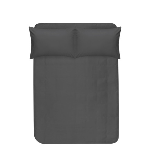 Простирадло на резинці з наволочками сатин premium Lotus Home - Leona антрацит 160*200+50*70 (2)