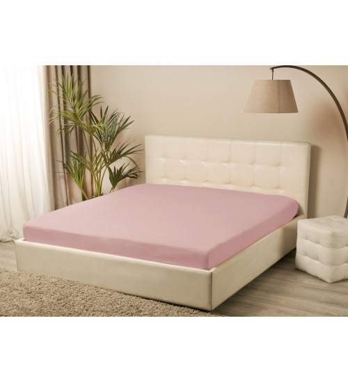 Простирадло трикотажне на резинці Iris Home - Пудровий 160*200+25