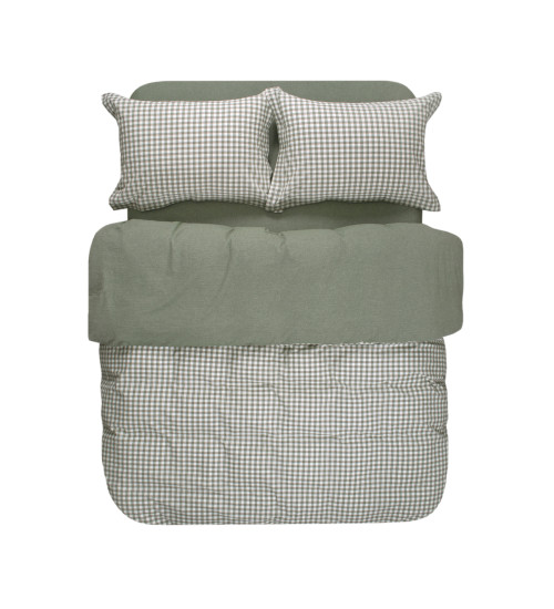 Постільна білизна Lotus Home - Checked Gingham оливковий сімейний