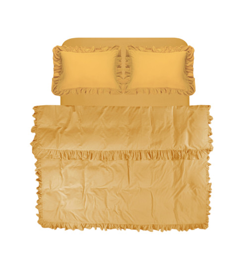 Постільна білизна Lotus Home Washed cotton - Kansas fly гірчичний євро Постільна білизна Lotus Home Washed cotton - Kansas fly гірчичний євро