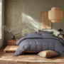 Постільна білизна сатин 210ТС Lotus Home - Brista антрацит сімейний (160*200+30см)