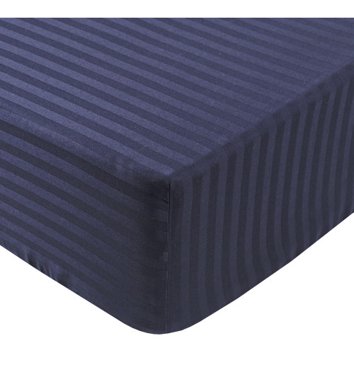 Простынь Iris Home Отель - Сатин Страйп 1*1 темно-синий 160*200*25 на резинке Простынь Iris Home Отель - Сатин Страйп 1*1 темно-синий 160*200*25 на резинке